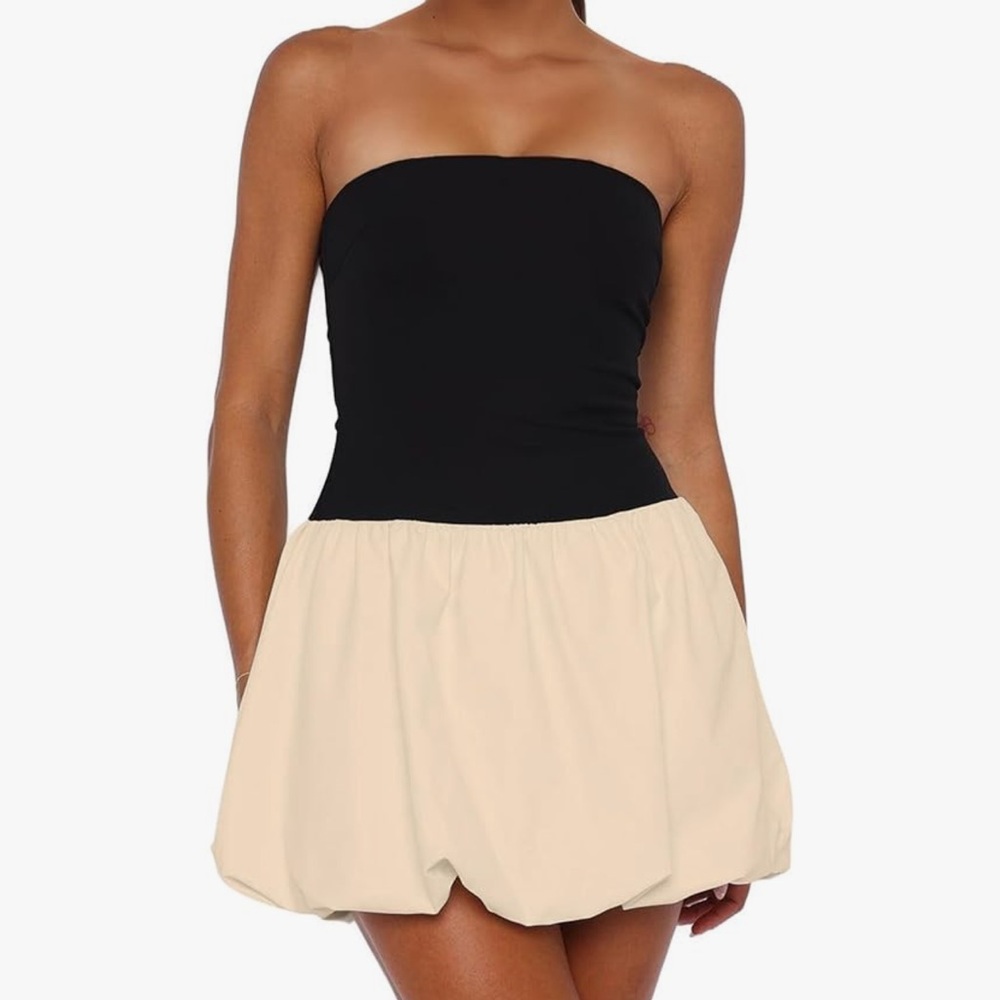 Kigrad sexy strapless dress with puff skirt detail! Size woman M!